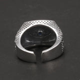 Real 925 Sterling Silver God's Eye Mens Ring Square Blue Zircon Vintage Rock Punk Adjustable Fine Jewelry