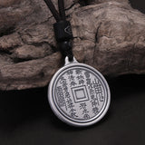 999 Pure Silver Yin Yang Tai Chi Pendant Rope Chain Necklace for Men Women Retro Bagua Eight Trigrams Feng Shui Amulet Jewelry