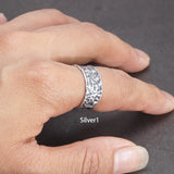 Real 925 Sterling Silver Enamel Rings for Men and Women Simple Retro-patterned Female Jewelry