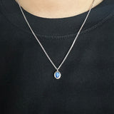 925 Sterling Silver Turquoise Rhodochrosite Kyanite Pendant Necklace Natural Gem Simple Small Oval Shaped Cute Elegant Jewelry