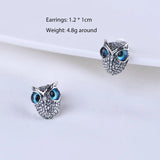 Real 925 Sterling Silver Demon Eye Owl Ring For Women Girl Lovers Retro Animal Open Adjustable Ring Statement Ring Jewelry Gift