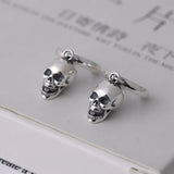 S925 Silver Halloween Retro Skull Head Lady Earring Pendant Punk Hip Hop Fashion Silver Jewelry Party Gift Gift Aretes De Muje