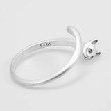 Cute Cat Matte Open Adjustable Silver Ring for Women 925 Sterling Silver Ring Designer Creative Jewelry