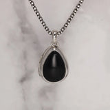 925 Sterling Silver Pendant Openable Inlaid Black Agate Pendant Ladies Vintage Gift Jewelry