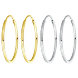 S925 Sterling Silver Hoop Earrings Elegant Men and Women Ear Clip round Earrings Ear Stud Simple Fashion Female Jewelry