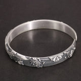 999 Sterling Silver Carp Bangle For Women Fish Plays Lotus Inlaid Red Agate Heart Sutra Classic Buddhist Jewelry