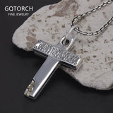 925 Sterling Silver Cross Pendant Necklace Skull Link Chain Respect & Truth Voltaire Quote Necklace Punk Retro Hip Hop Jewelry