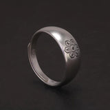 925 Sterling Silver Lotus Six Words Mantra Rings for Women Men 6mm/8mm Adjustable Couples Ring Simple OM Buddhist Jewelry - GQTORCH Jewelry