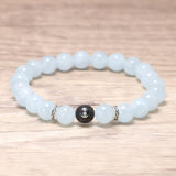 Natural Aquamarine Beads Bracelet with Lotus Finger Meditation Sandalwood Bead 925 Sterling Silver Accessories Men and Women