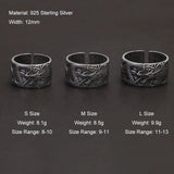 925 Sterling Silver Dragon Heart Sutra Ring for Men Women Buddhist Opening Type Punk Retro Party Jewelry Accessories