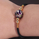 999 Fine Silver Six Words Mantra Bead Braided Black Rope Bracelet for Women Men Antiqued Retro Lucky Bracelet Amulet Jewelry - GQTORCH Jewelry