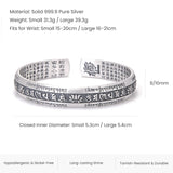 3pcs/set 999 Pure Silver Six Words Mantra Bangle for Men 925 Silver Fish Charm Tibetan Braided Thread Bracelet Buddha Jewelry