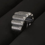 S925 Sterling Silver Geometric Chunky Rins for Women Men Pumpkin Shaped Unique Design Quirky Halloween Jewelry Gift