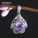 Semi-Precious Stone Amethyst Lucky Pendant Real Silver 925 Jewelry For Women Geometrical Fine Jewelry