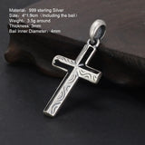 Real Pure 999 Sterling Silver Cross Pendants of Jesus Christ Male Women Personalized Simple Christian Jewelry