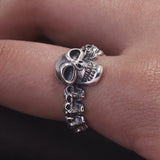 925 Sterling Silver Gothic Skull Ring for Men and Women Hiphop Punk Retro Finger Accessories Adjustable Biker Jewelry