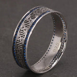 Genuine Sterling Silver 925 Turkish Rings for Men and Women with Blue Round Zircon Retro Punk Rings Fashion Silver Jewelry - GQTORCH Jewelry