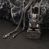 Solid 925 Sterling Silver Ancient Pixiu Signet Pendant Necklace for Men Good Wealth Amulet Feng Shui Vintage Retro Jewelry