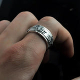 Real Pure 925 Sterling Silver Dragon Rings For Men Rotatable Transfer Luck Vintage Punk Retro Style Anel Masculino Aneis - GQTORCH Jewelry