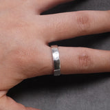 Sterling Silver S925 Bright Hand Hammer Pattern Men's and Women's Rings Minimalist Adjustable Jewelry