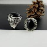 925 Sterling Silver Rings For Man With Stones Natural Black Onyx Dragon Engraved Retro Vintage Men's Rings Adjustable - GQTORCH Jewelry