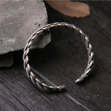 925 Sterling Silver Viking Armband For Women Handcrafted Braided Cuff Bangles Antique Silver Bracelet - GQTORCH Jewelry