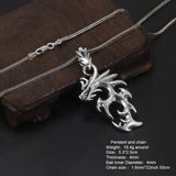 Real 925 Sterling Silver Flame Dragon Pendant Necklace Men Retro Punk Rock Fine Jewelry