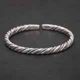 999 Pure Silver Twisted Cuff Bracelet for Men Women Fashion Vintage Infinity Open Cuff Bangle Retro Party Jewelry Gifts