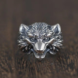 S925 Sterling Silver Vintage Thai Silver Open Ring for Men Wolf Head Open Silver Ring Punk Style Male Jewelry - GQTORCH Jewelry