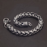 Solid 925 Sterling Silver Six-Word Mantra Braided Link Bracelet Four-Pointed Star Lobster Clasp Tibetan Buddhist Jewelry