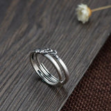 Real 925 Sterling Silver Stackable Couple Rings for Women Men Mountain Sea Love Open Type Retro Antique Fine Jewelry