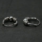 Real 925 Sterling Silver Earrings For Women With Beads Spiral  Coils Mini Round Circle Earings Ear Bone Buckle