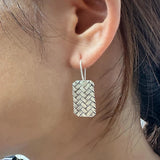 S925 Sterling Silver Retro Punk Braided Drop Earrings for Women Men Square Shaped Vintage Style Dangle Earring Fashion Jewelry - GQTORCH Jewelry