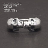 True 925 Sterling Silver Double Head Skull Vintage Thai Men's Ring Party Gift Gothic Jewelry