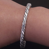 Solid 999 Silver Twisted Woven Bangle Bracelet Men Women Handmade Braided Open Cuff Wristband Vintage Fashion Design Jewelry