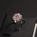 1 Carat CZ Stone Ring Real Pure 925 Sterling Silver Flower Shaped Yellow Purple Stone Eight Heart Eight Arrows Flashing