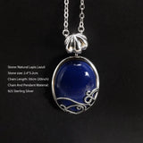 925 Sterling Silver The Vampire Diaries Katherine Daylight Pendant Necklace Ladies Natural Lapis Lazuli Stone Fan Fine Jewelry