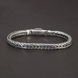 Guaranteed 925 Sterling Silver Bracelet Braided Chain with Plug Safety Buckle Keel Viking Jewelry for Men and Women