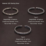 925 Sterling Silver Retro Twist Woven Cuff Bracelet for Men Women Antiqued Thai Silver Punk Open Bangle Handmade Jewelry - GQTORCH Jewelry
