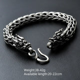 Viking Dragon Bracelet 925 Sterling Silver Handcrafted Braided Wristband For Men Fine Jewelry