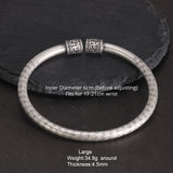 999 Sterling Silver Heart Sutra Men and Women Swastika Retro Buddhist Opening Solid Cuff Bangle