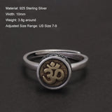 925 Sterling Silver Six Word Mantra Rotatable Ring for Women Men Vintage Buddhist Prayer Anti Stress Relieve Anxiety Jewelry