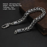 Sterling Silver 925 Bracelet For Men Punk Rock Six Character Mantra Hand Woven Buddha Jin Gangchu Bracelet Peace Jewelry