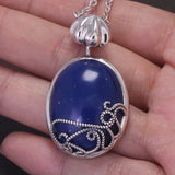 925 Sterling Silver Katherine Daylight Pendant Necklace with Natural Lapis Lazuli Stone The Vampire Diaries Necklace Jewelry