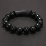 Natural Ebony 8mm 10mm 12mm 15mm Beads Bracelet Men Women 999 Pure Silver Six Words Carved Buddhist Prayer Meditation Jewelry