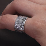 925 Sterling Silver Dragon Heart Sutra Ring for Men Women Buddhist Opening Type Punk Retro Party Jewelry Accessories