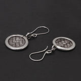 925 Sterling Silver Retro Braided Disc Pendant Earrings for Women Fashion Vintage Drop Dangle Earrings Handmade Jewelry