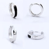 925 Sterling Silver Jewelry Minimalist Black Gel Circle Hoop Earrings For Men Best Gifts Simple Punk Rock Jewelry Bijoux