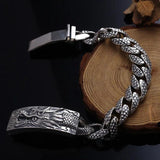 Heavy 14mm Wide 925 Sterling Silver Thai Silver Dragon Bracelet Vintage Punk Rock Jewelry For Men - GQTORCH Jewelry
