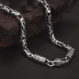925 Sterling Silver Men's Peace Pattern Chain Necklace Bracelet with Six Words Mantra Clasp Vintage Punk Retro Party Jewelry